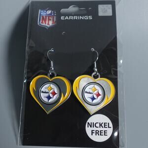 Officially Licensed Earrings- NFL Steelers Team Heart